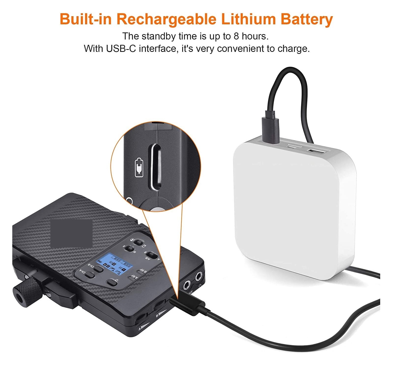 WS60 UHF Dual-channel Wireless Lapel Microphone With Phone Clip Lavalier Mic ,Easy to Operate