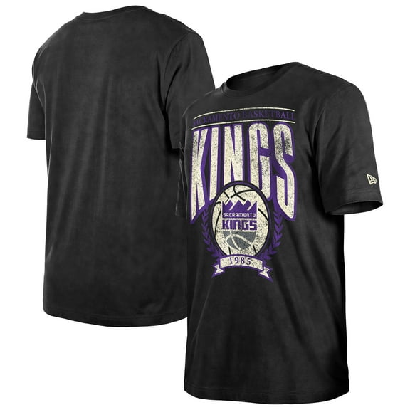 Men's New Era Black Sacramento Kings Throwback Vintage Boxy Mineral Wash T-Shirt