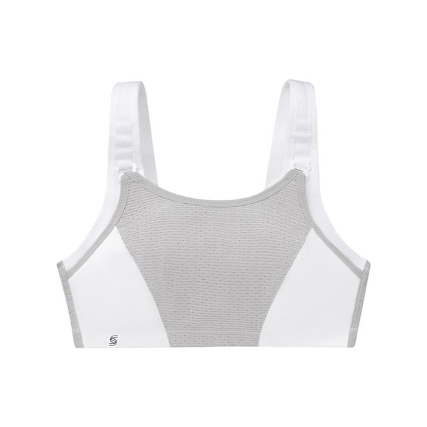 Women's Glamorise 1166 Double Layer Custom Control High Impact Sports Bra  (Grey/White 40F) 