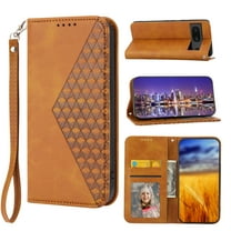 Mantto Wallet Phone Case for Google Pixel 6a (6.1 inch),for Women Men,Premium PU Leather Magnetic Closure Flip Cover Credit Card Slots Kickstand Protective Case with Wrist Strap,Yellow