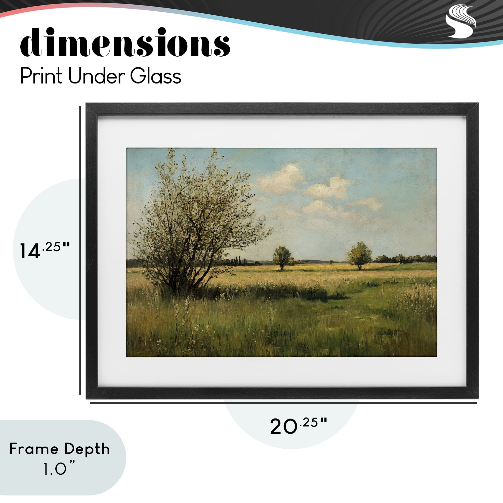 Stupell Industries Peaceful Meadow Under Serene Sky Black Framed Print Under Glass, design by Petal Prints Design