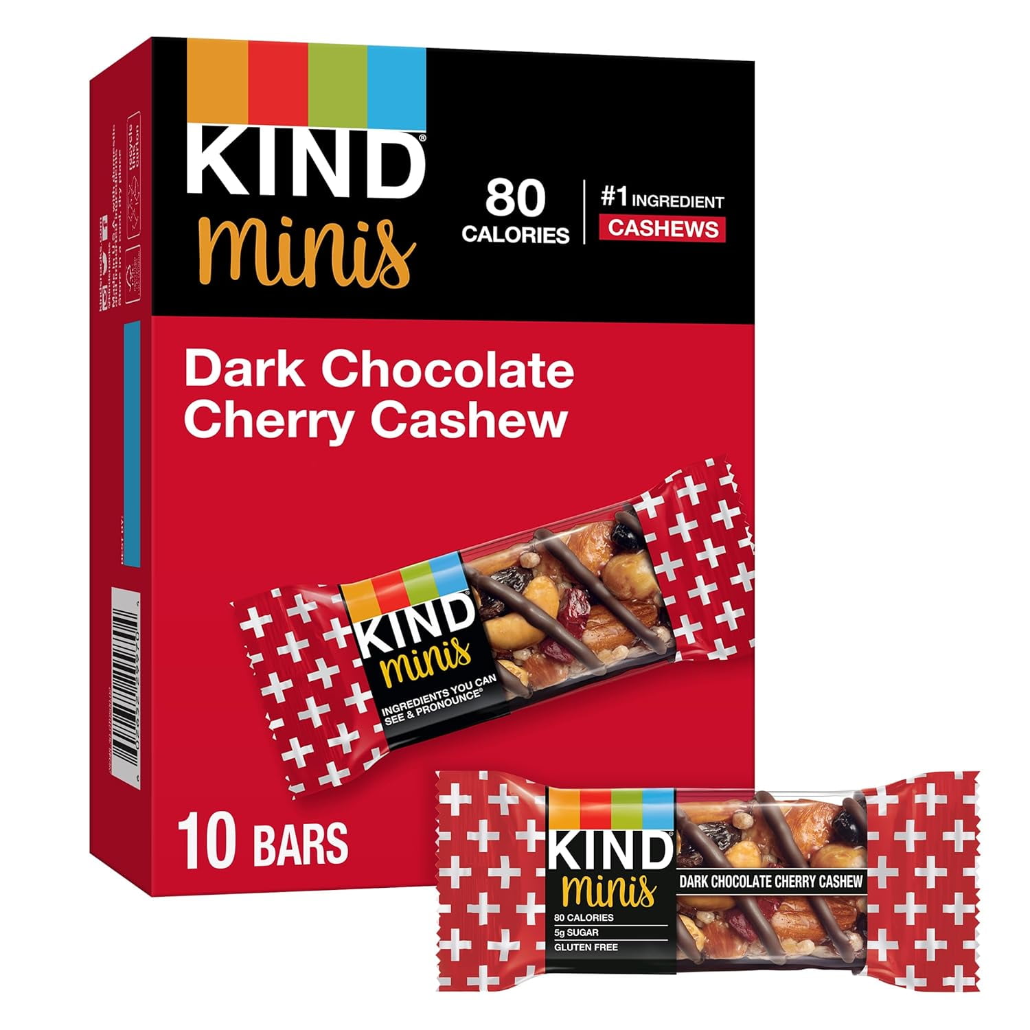 Kind Minis Dark Chocolate Cherry Cashew - 10 Bars Pack of 3