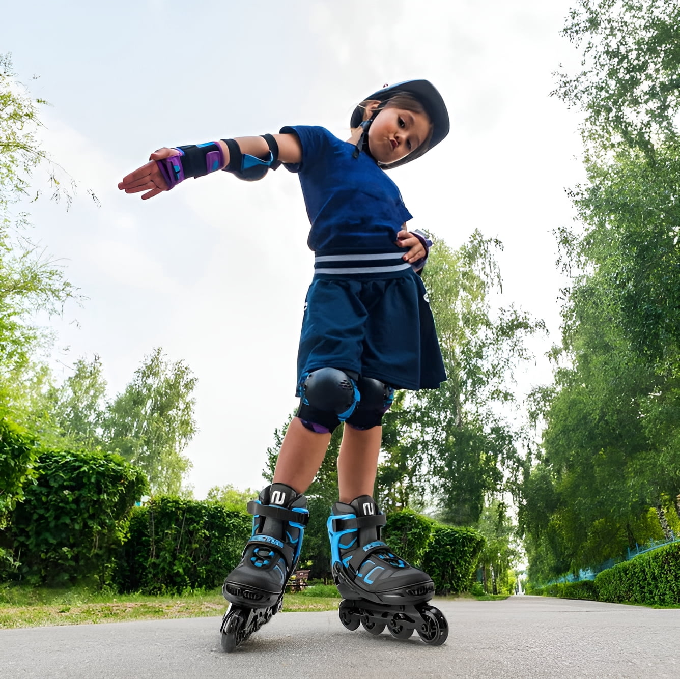 Adjustable Inline Skates for Kids and Adults with Full Light up Wheels, Roller Skates for Girls and Boys, Skates Men and Women Outdoor and Indoor - Blue X-Large(8M/9W-10M/12W US)
