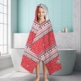 thumbnail image 6 of Red Christmas Striped Pattern Hooded Bath Towel，60"x35" for Ages 3 To 12 Kids, Quick Dry Lightweight Soft Microfiber Hood Beach Towel Cover Up for Kids, 6 of 7