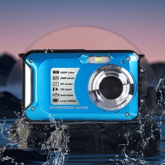 JGJJUGN 30 Megapixel Waterproof Digital Camera, HD Photo & Video Camcorder with 7" TFT Screen, 16X Digital Zoom, Anti-shake, Intelligent Focus, Ideal for Snorkeling, Travel & Outdoor Activities