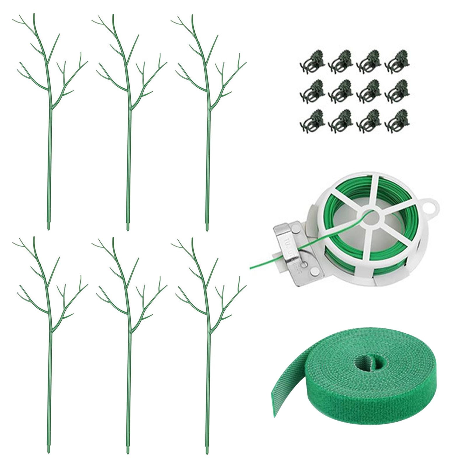 Colaxi 6Pcs Plant Rods Trellis Plant Stakes Kit Multifunctional for Potted Plant Flowers with Twisting Ties and Plant Strap Accessories 27.5inch 70cm