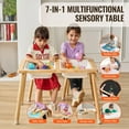 thumbnail image 2 of Ensemble table et chaises sensorielles KFFKFF, table d'activités pour tout-petits avec 2 tabourets, 2 bacs de rangement et porte-rouleau de papier, table de jeu intérieure/extérieure, 2 of 9