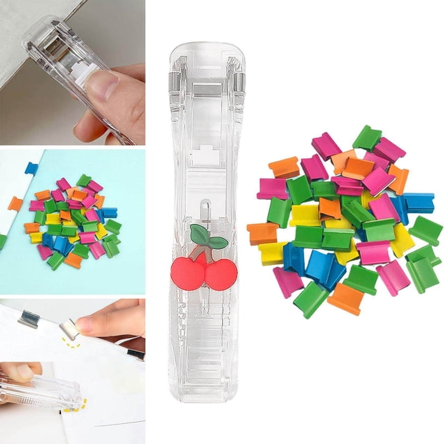 Mini Stapler Classroom Small Stapler Set Push Clip Classroom Binding Fixing Stationery Cherry