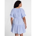 thumbnail image 3 of Terra & Sky Women's Plus Cotton Tiered Mini Dress with Short Puff Sleeves, Sizes 0X-5X, 3 of 5