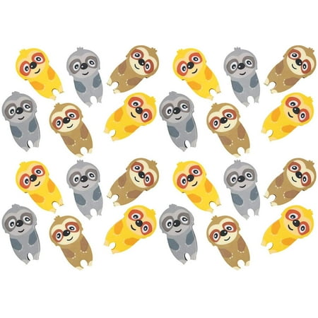 24 Sloth Large Adorable Erasers - Novelty and Functional Adorable Eraser Novelty Treasure Prize, School Classroom Supply, Math Counters - Sorting - Party Favor, (2 Dozen)