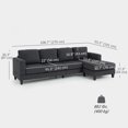 thumbnail image 3 of HOMCOM L Shape Sofa with Chaise Lounge 4 Seater Corner Sofa, Charcoal Grey, 3 of 10