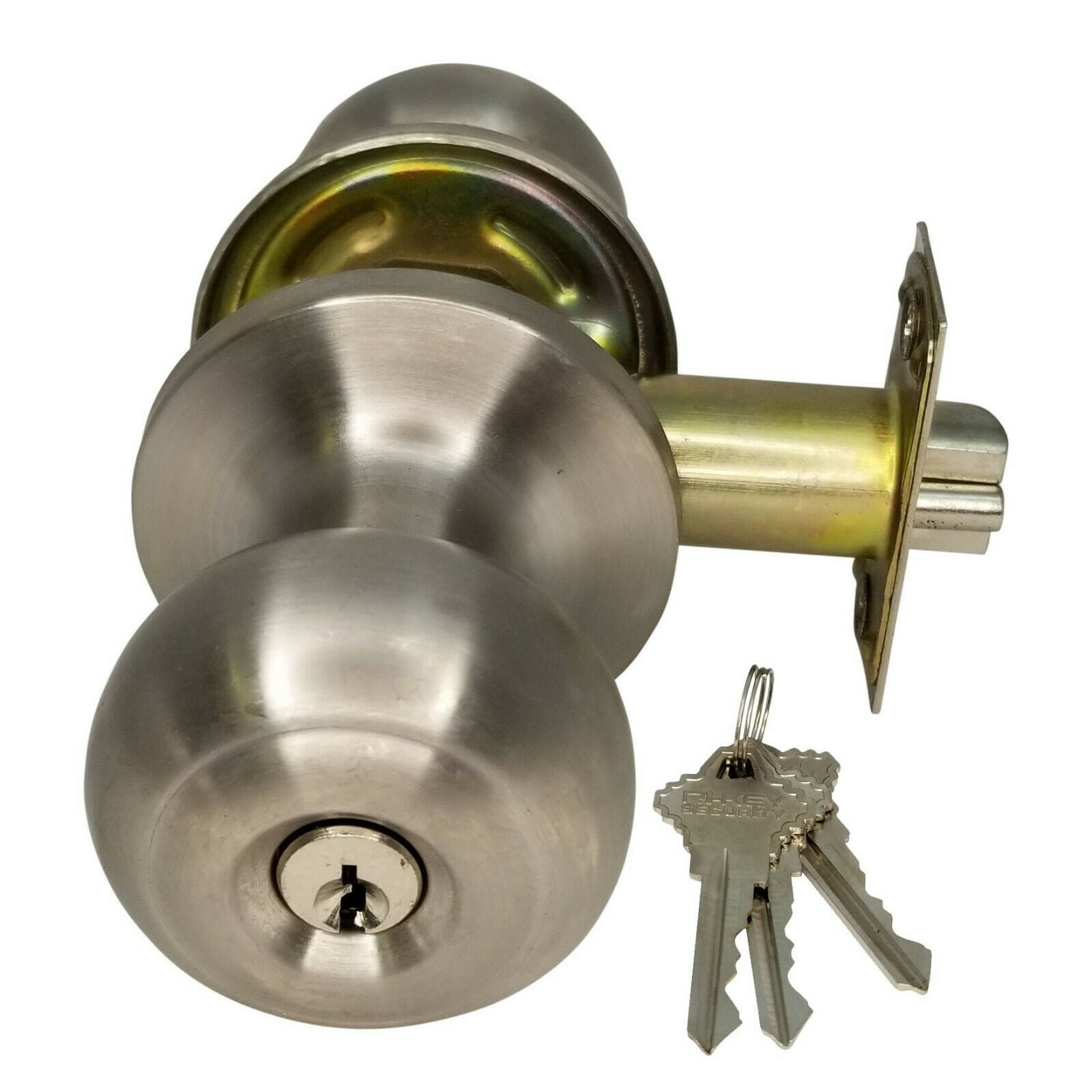 Ultra Security Lancaster Bell Keyed Entry Door Knob Polished Brass