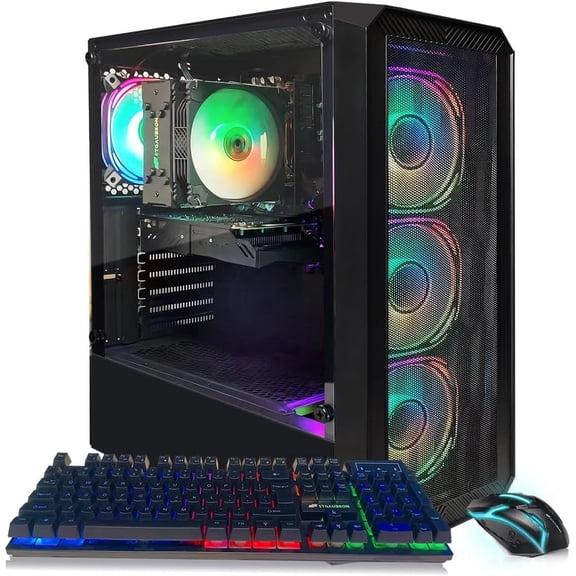 STGAubron Gaming Desktop PC, Intel Core i5-13400F up to 5.0GHz, 16G DDR4, 512G SSD, GeForce RTX 3050 6G, WiFi 6, BT 5.2, RGB Fan x4, Windows 11 Home