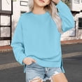thumbnail image 2 of Wonitaaizi Girls Sweatshirts Pockets Teens Sweatshirt Long Sleeve Crewneck Pullover Tops Fall (5-6 Years,Light Blue), 2 of 6