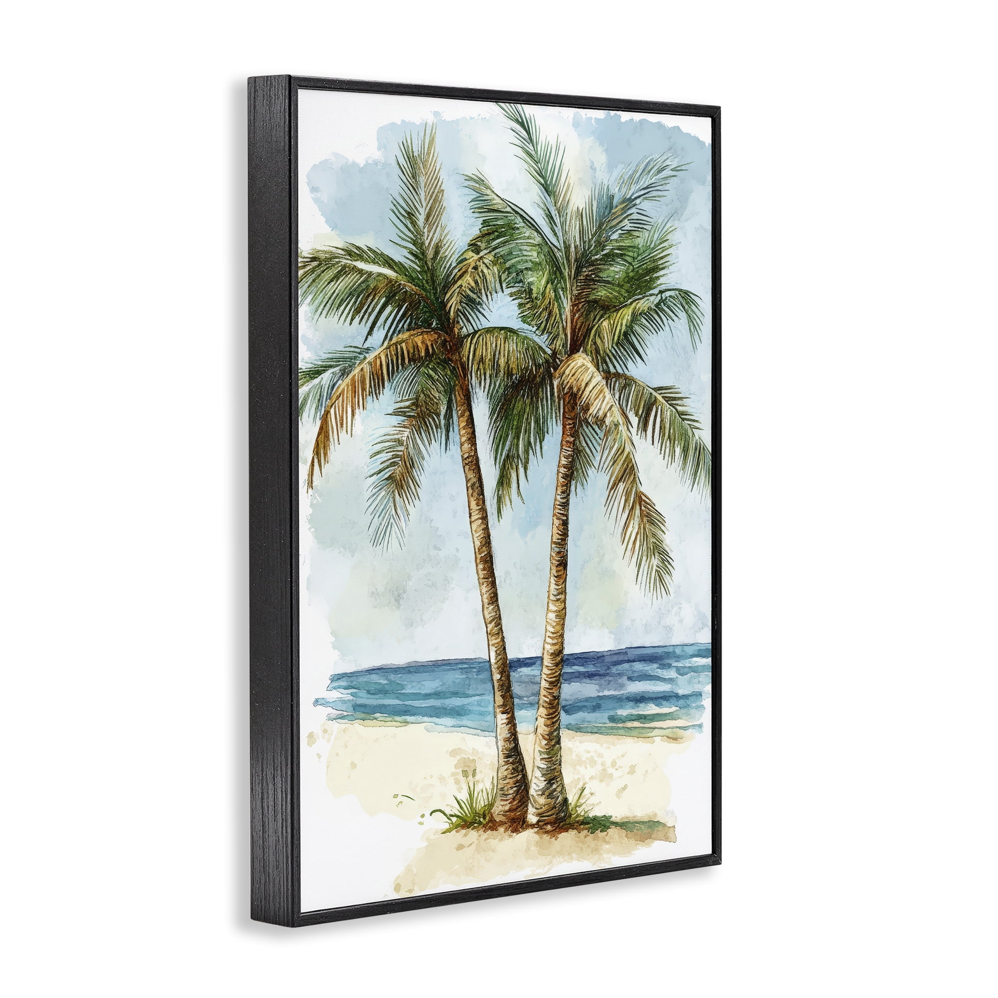 Stupell Industries Illustrated Palm Tree Duo Black Framed Giclee Art, design by Petal Prints Design