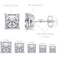 thumbnail image 3 of GEMSME Stud Earrings Set of 5 piars for Women Men 18K White Gold Plated 3/4/5/6/7mm Princess Cut Clear Cubic Zirconia, 3 of 8