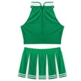 thumbnail image 4 of Aiihoo Womens School Girls Cheerleading Team Uniform Outfits 3Pcs Sleeveless Crop Tops with Pleated Skirt and Headwear Green XL, 4 of 7