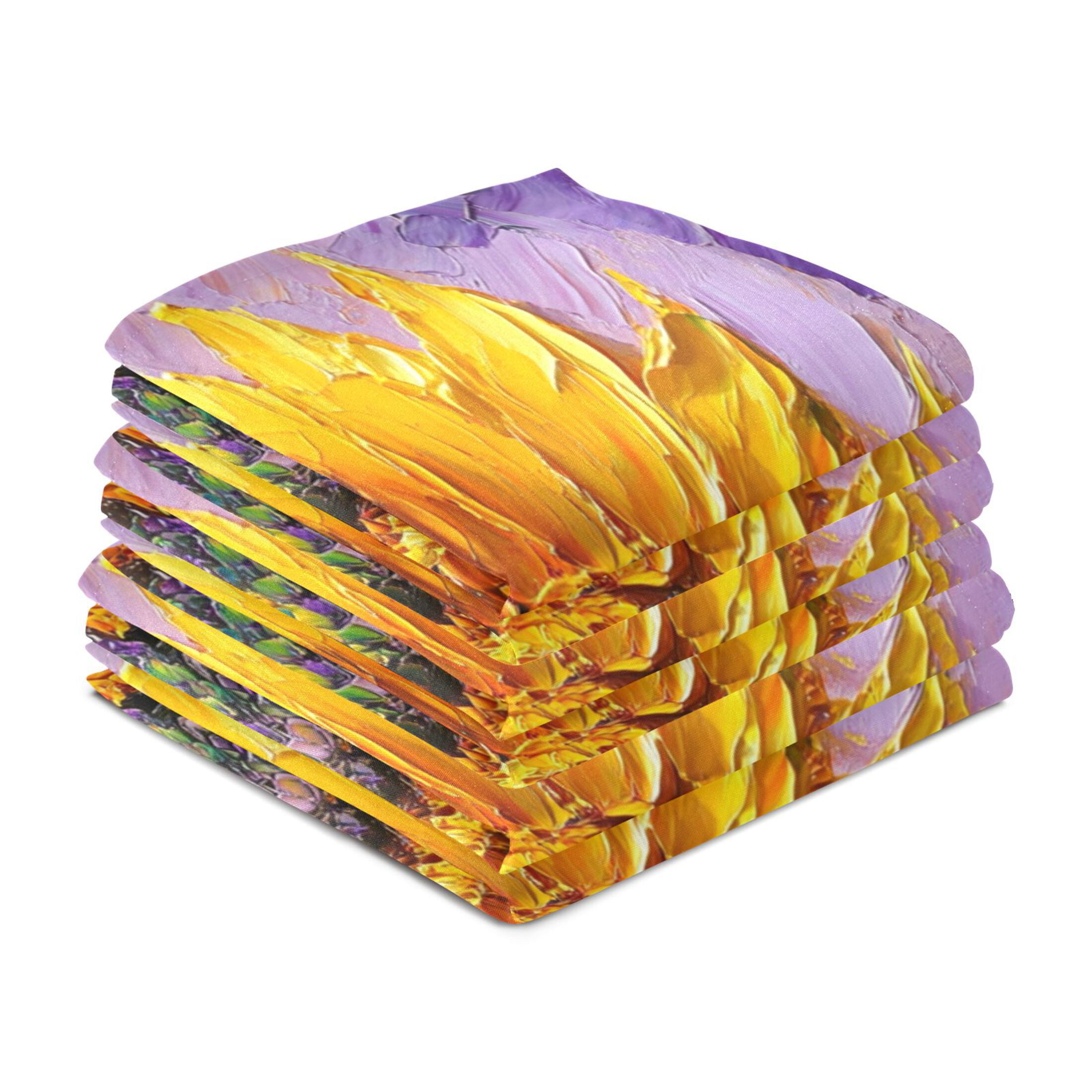 WOBOGO Bright Yellow Sunflower Kitchen Towel 6 Piece Large Cotton Dishcloth Premium Absorbency Set with Hanging Loop