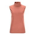 thumbnail image 4 of Tops Under $5 ! Yrmaups Women Mock Turtleneck Sleeveless Thermal Shirts Basic Casual Fleece Undershirt Soft Base Layer Underwear Tank Tops Slim Fitted Stretchy Layer Tee Shirts, 4 of 9