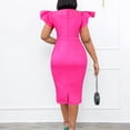 thumbnail image 3 of AURA Womens Elegant Beaded Ruffle Sleeve Round Neck Pencil Midi Dress Stretch Office Work Summer, 3 of 10