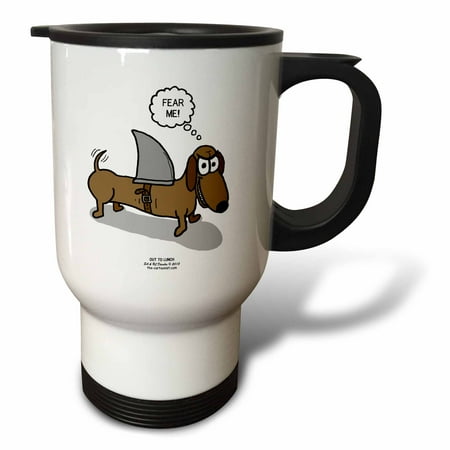 

3dRose Weiner Dog with a Sharks Fin Travel Mug 14oz Stainless Steel