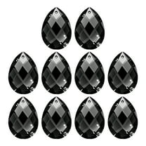 Uxcell K9 Crystal Pendants Teardrop Beads, 10 Pack 38mm Chandelier Prisms Parts Hanging Grid Beads DIY Lamp for Arts Crafts Decoration, Black