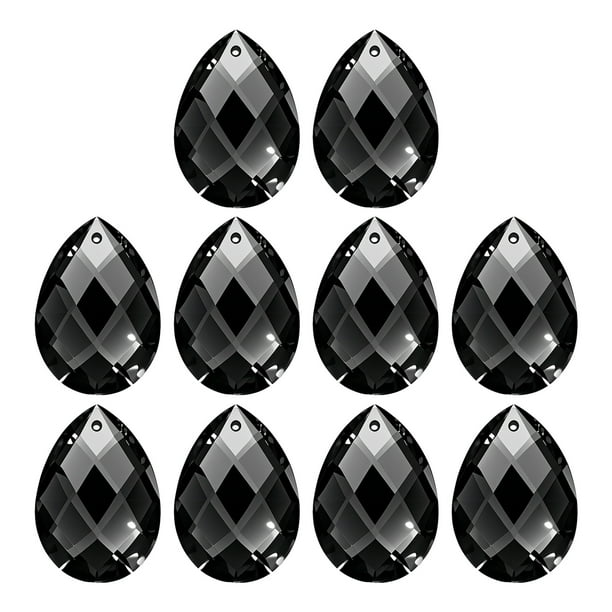 Uxcell K9 Cristales Pendientes en Forma de Gota, Paquete de 10, Prismas de 38 mm para Lámparas, Perlas Colgantes para Manualidades y Decoración, Negro