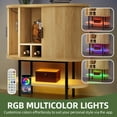 thumbnail image 5 of Uforic Sideboard Buffet Cabinet with 2 Sliding Tambour Doors, Modern Storage Cabinet with LED Light, Oak, 5 of 9