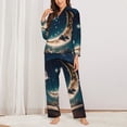 thumbnail image 2 of Hirioo Artistic Starry Sky Moon Book for Women's Pajama Sets 2 Piece Pjs Women's Long-Sleeved Pajama Set Button Down Sleepwear,S-XXL-Large, 2 of 7