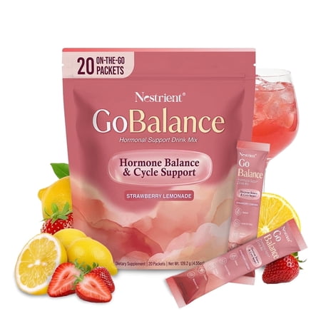 Nestrient GoBalance Myo & D-Chiro Inositol 40:1 Dietary Supplement Drink Mix for Women's Wellness - Strawberry Lemonade, 20 Stick Packets