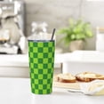 thumbnail image 5 of Green Checke Stainless Steel Insulated Tumbler 20 Oz Coffee Mug Travel Cup Water Bottle With Lid Straw, 5 of 6