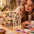 thumbnail image 5 of DIY Light Up Diamond Art Acrylic Cottage, 5D Gem Painting House Ornament with LED Light, Holiday Handmade Craft Decor for Tabletop & Christmas Tree, 5 of 5