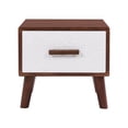thumbnail image 4 of End Table with 1 Drawer Adorned with Embossed Patterns, 15” Tall Sofa Side Table with 1 Drawers, Large Storage Rustic Wood Square Storage Cabinet for Living Room,Bedroom,Office(Brown), 4 of 9
