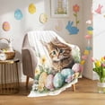 thumbnail image 3 of Throw Blanket Fleece Throw Blanket 50x80in, Easter Watercolor Cute Cat Egg Soft Lightweight Bed Blankets Spring Garden Flower Leaf Fuzzy Couch Blankets for All Season, 3 of 9