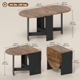 thumbnail image 2 of Rustic Brown Oval Folding Dining Table - Space-Saving Drop Leaf Kitchen Table for 6 | Living Room, Dining Room Accent Table, 2 of 7