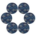 thumbnail image 2 of 15.4" Round Placemat Set of 6 Polyester Fabric Place Mats Non-Slip Dining Kitchen Table Mats for Kitchen Party Decor Dark Blue Fan-shaped Pattern, 2 of 5