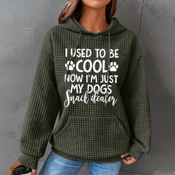 QUINDOS Hoodies for Women Letter Womens Sweatshirts Casual Long Sleeve Graphic Crew Neck Pullover Tops