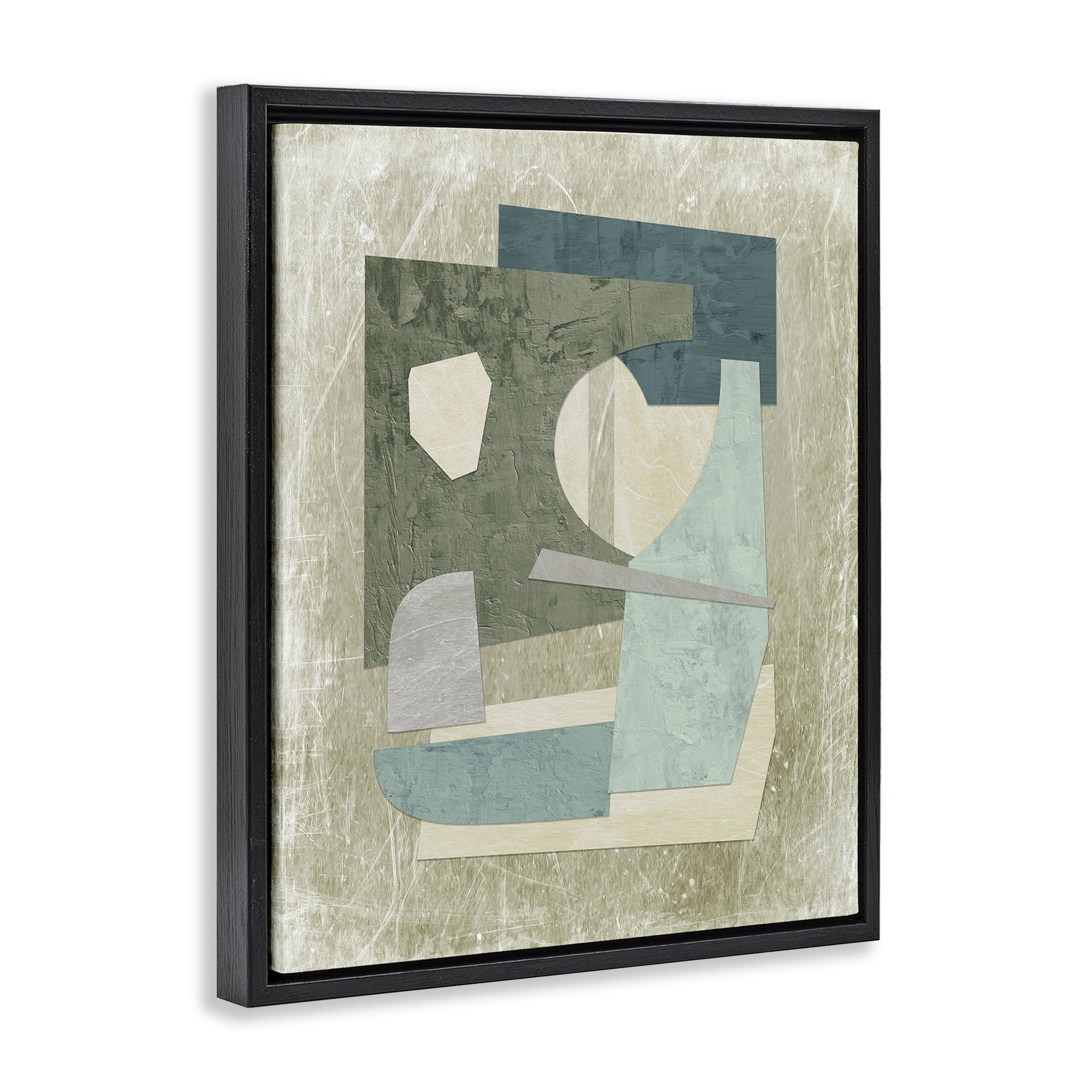 Stupell Industries Neutral Shapes Arranged Abstract Painting Black Floater Framed Canvas Art Print Wall Art, 25 x 31