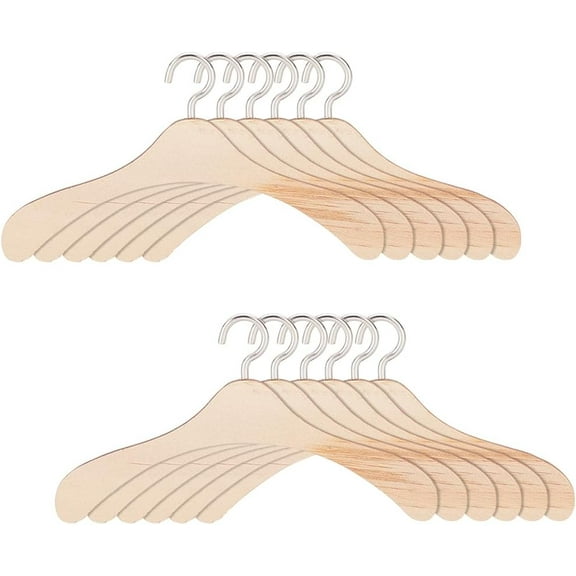 12 Pcs Mini Clothes Hanger Wooden Small Clothes Hangers Craft's Closet Hangers Pet Dog Clothes Hangers 12cm for Cat Puppy Earrings Tiny Clothes MoccasinDIY