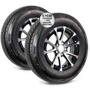 eCustomrim 2-Pack Trailer Tire Rim ST205/75R15 Load D 15 Inch 5 Lug Black Aluminum Wheel