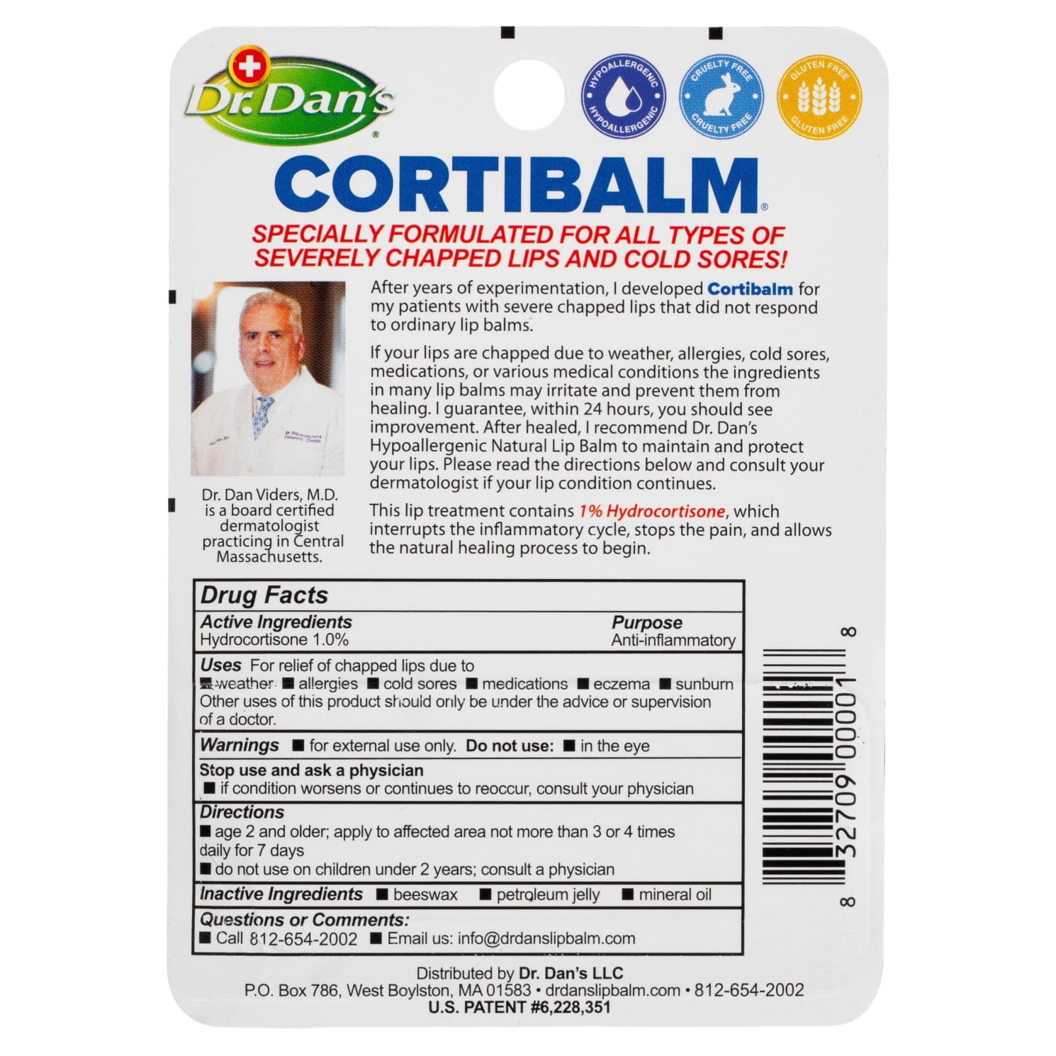 Dr. Dans CortiBalm lip balm, for chapped lips - 0.14 oz- 4 Pack
