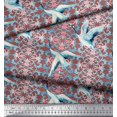thumbnail image 3 of Soimoi Poly Georgette Fabric Floral Damask & Stork Bird Print Fabric by Yard 42 Inch Wide, 3 of 3