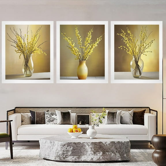 Canvas Wall Art Print – Home Decor Painting – Willows in Gold-1 20x24 (3-Pack)