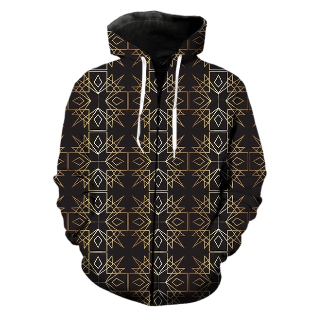 Sudadera con capucha y cremallera para hombre, con estampado geométrico abstracto, divertida, informal, de manga larga, con estampado 3D, unisex
