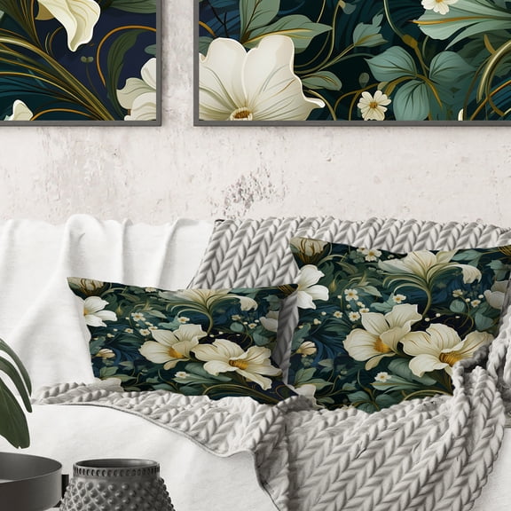 Designart "Vineyard Grace in Green and Beige" Floral Printed Throw Pillow