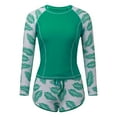 thumbnail image 3 of MKLEKYY Plus Size Swimsuit Women 2 Piece Long Sleeve Rash Guard with Built In Bra Swimsuits Upf 50+ Swim Shirt with Boyshort Bottom, 3 of 8