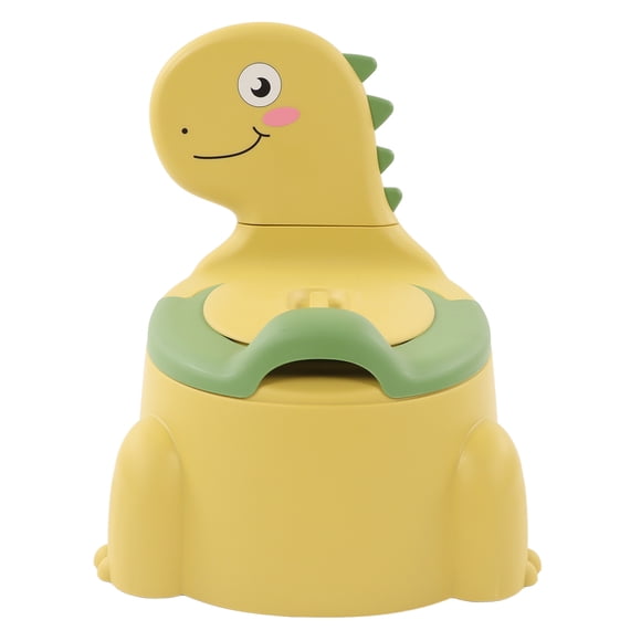 Orinal ergonómico para bebé, moderno, con diseño de dinosaurio de dibujos animados, con base de goma, para niños pequeños, color amarillo