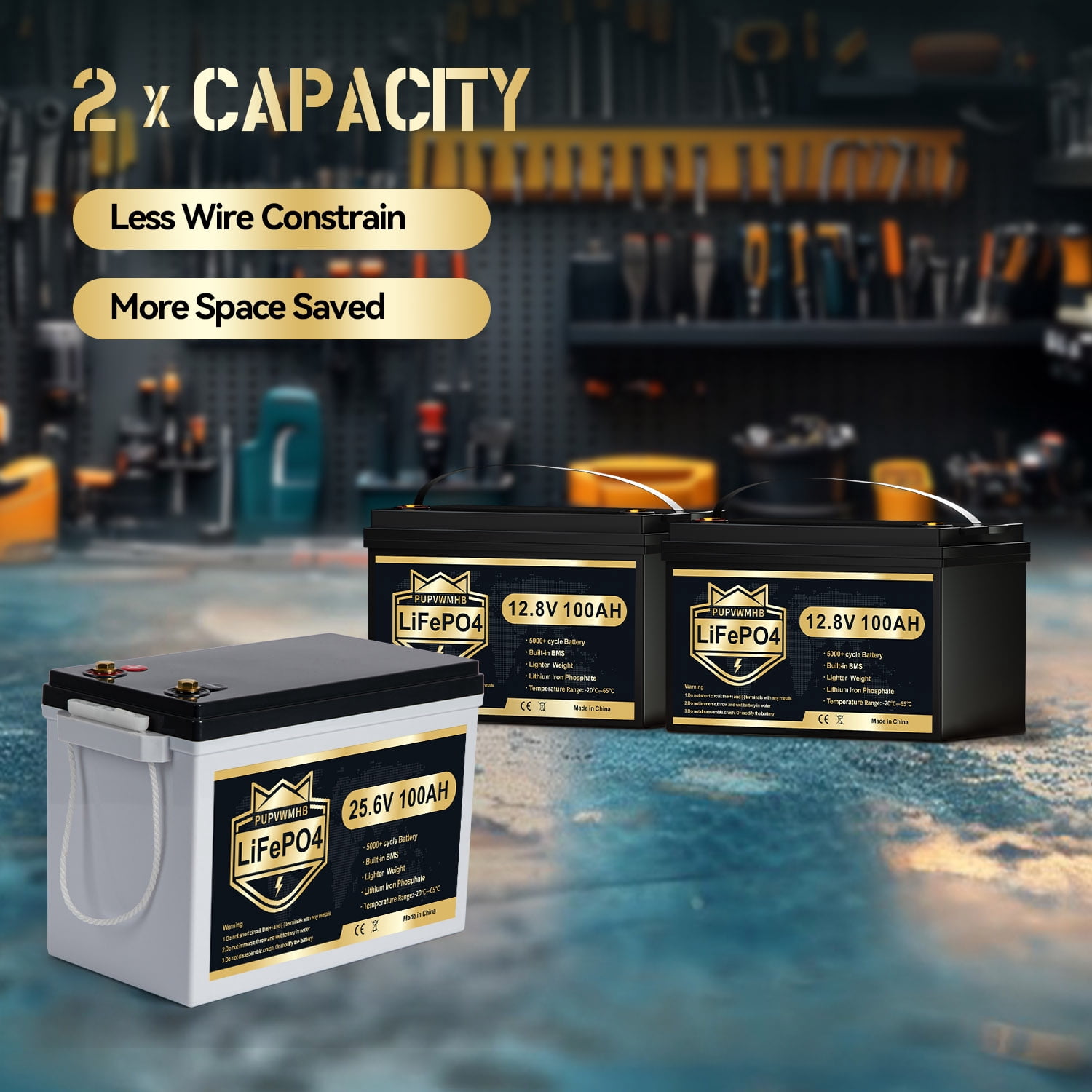 24V 100Ah LiFePO4 Battery, Lithium Battery Built-in 100A BMS, 5000  Cycles Rechargeable Battery, Max. 2560W Load Power, Perfect for RV, Solar, Marine, Overland/Van, Off-Grid