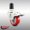 thumbnail image 2 of 3 Inch 316SS Red Poly Swivel 1-5/8 Inch Expanding Stem Caster Lock Brake SCC, 2 of 2