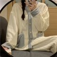 thumbnail image 1 of Conjunto de pijamas de invierno para mujer, ropa de dormir cálida de Navidad, conjunto de dos piezas de talla grande, 1 of 4